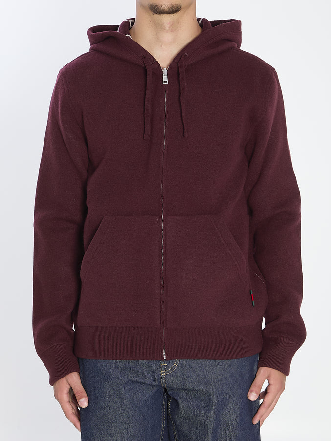 Gucci Reversible Sweatshirt In Gg Wool Bordeaux