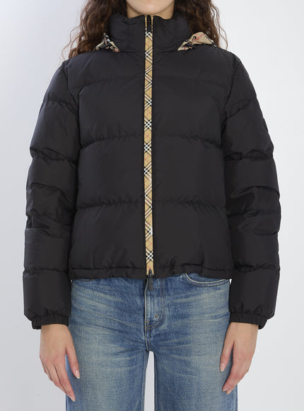 Burberry Puffer Jacket With Concealed Hood Black