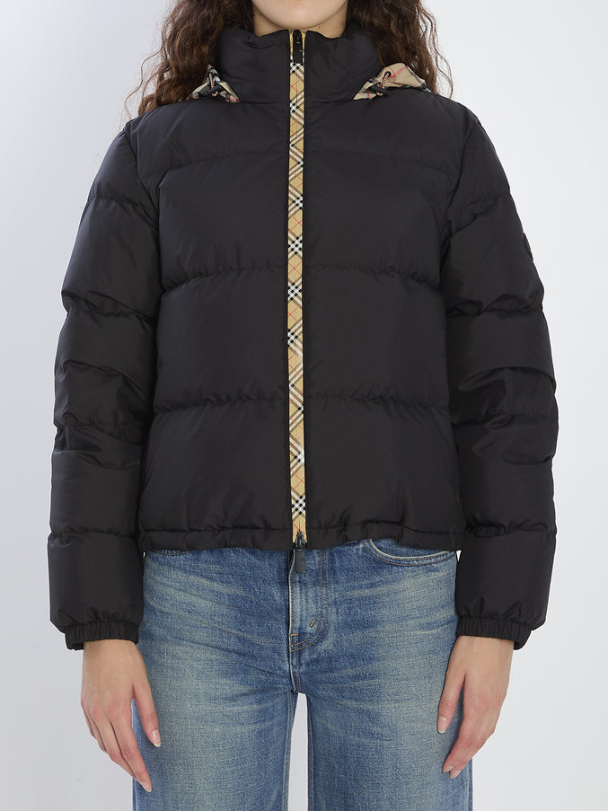 Burberry Puffer Jacket With Concealed Hood Black