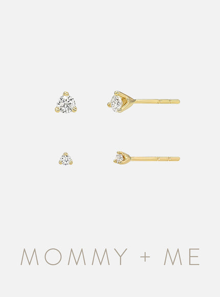Zoe Lev 3 Prong Diamond Studs Mommy + Me