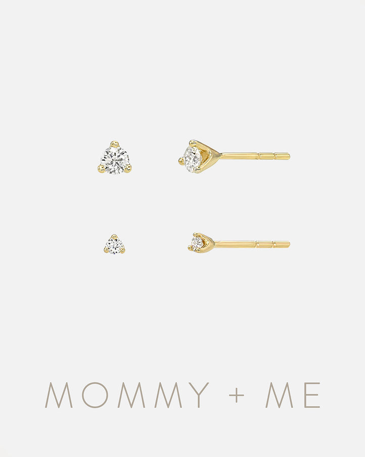 Zoe Lev 3 Prong Diamond Studs Mommy + Me