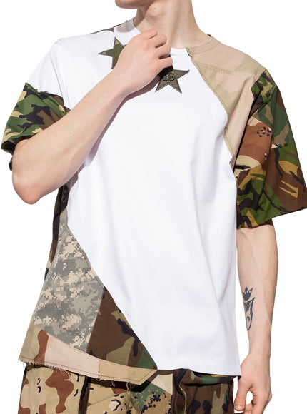Dolce & Gabbana White Camouflage Patchwork T-shirt