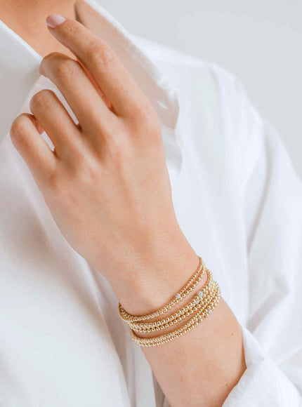 Zoe Lev 3mm Gold Bead Bracelet with Diamond Bead