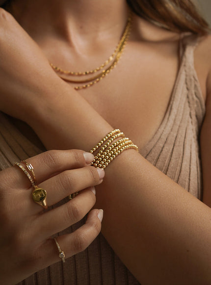 Zoe Lev 3mm Gold Bead Bracelet