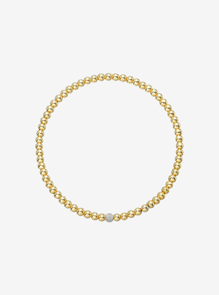 Zoe Lev 3mm Gold Bead Bracelet with Diamond Bead