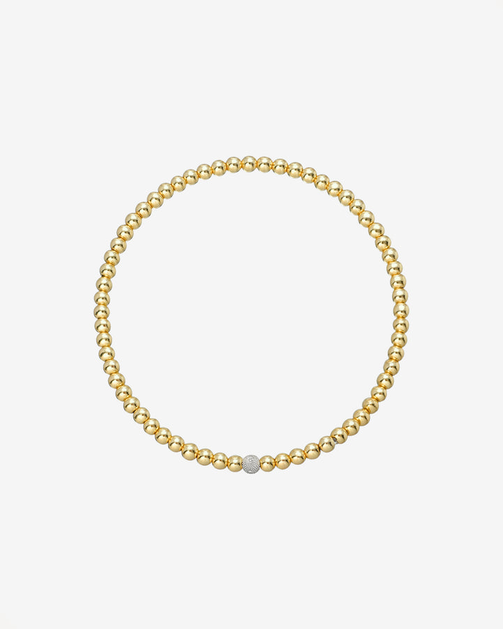 Zoe Lev 3mm Gold Bead Bracelet with Diamond Bead