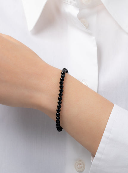 Zoe Lev 4mm Black Onyx Bead Bracelet