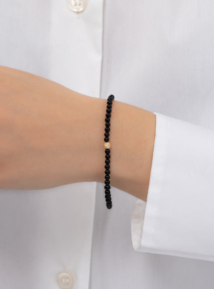 Zoe Lev 3mm Black Onyx Bead Bracelet with Diamond Bead