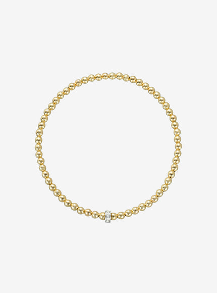 Zoe Lev 3mm Gold Bead Bracelet with Diamond Bar