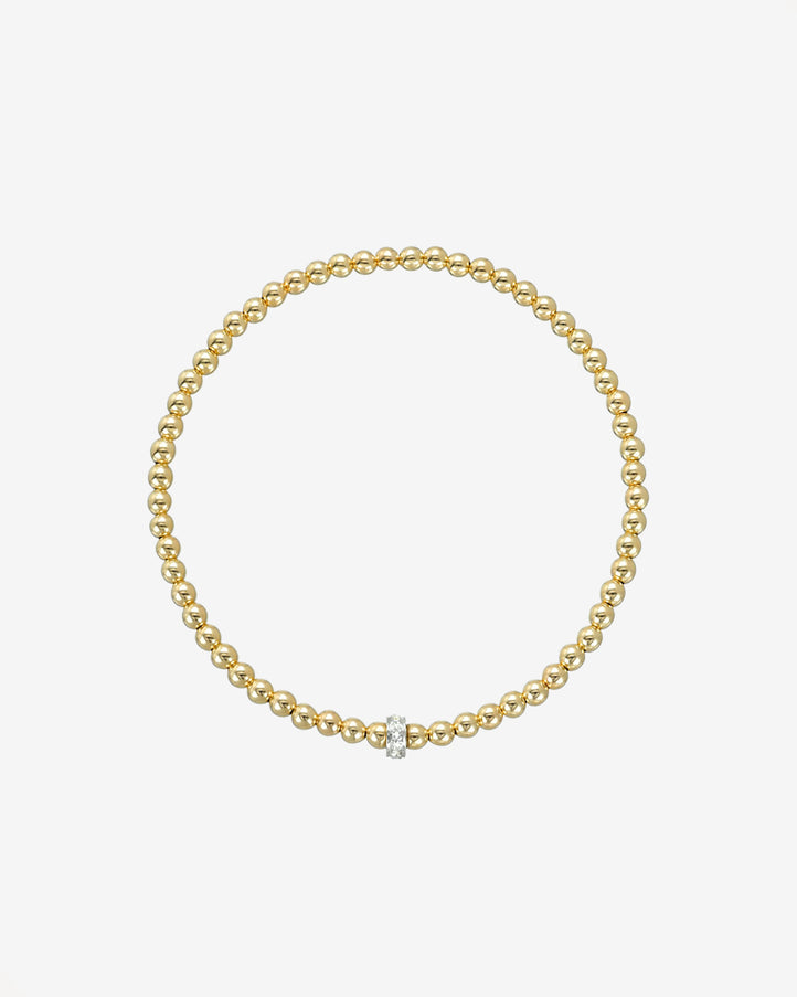 Zoe Lev 3mm Gold Bead Bracelet with Diamond Bar