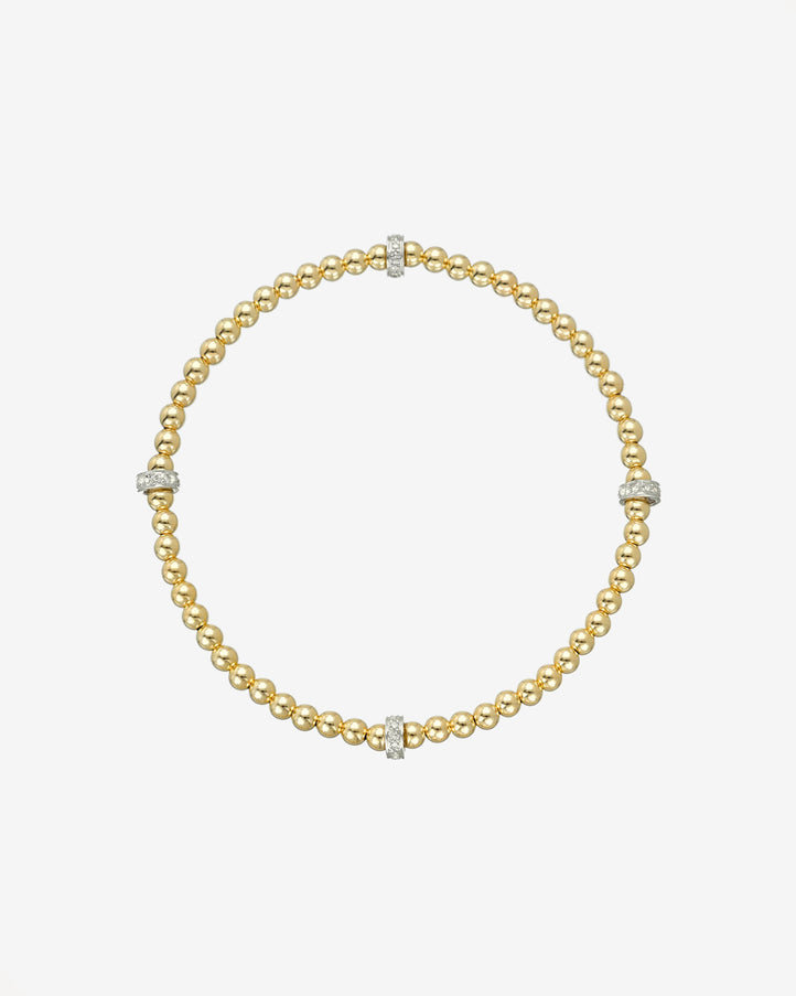 Zoe Lev 3mm Gold Segment Bead Bracelet with Diamond Bars