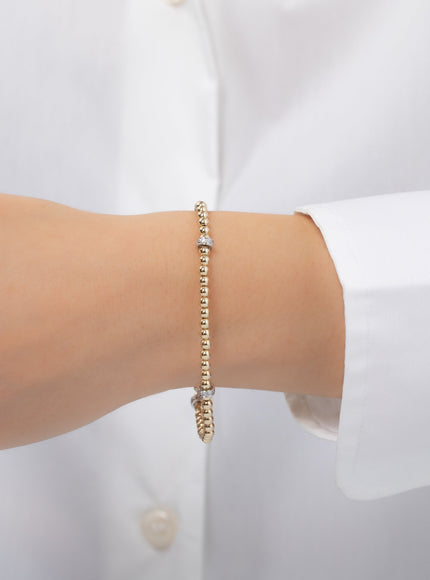 Zoe Lev 3mm Gold Segment Bead Bracelet with Diamond Bars