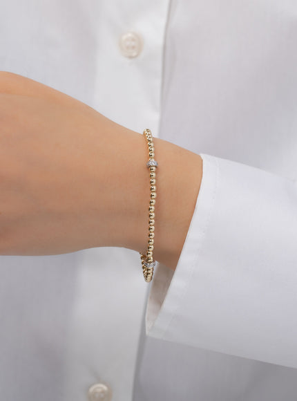 Zoe Lev 3mm Gold Segment Bead Bracelet with Diamond Bars