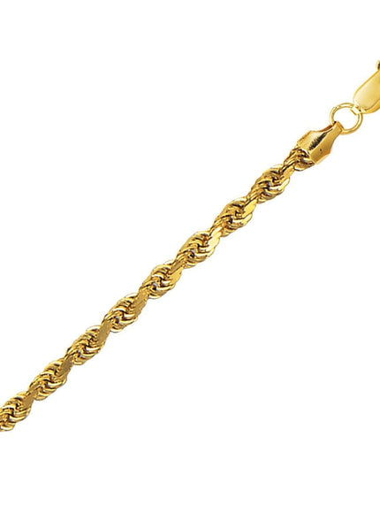 4.0mm 10K Yellow Gold Hollow Diamond Cut Rope Chain - Ellie Belle