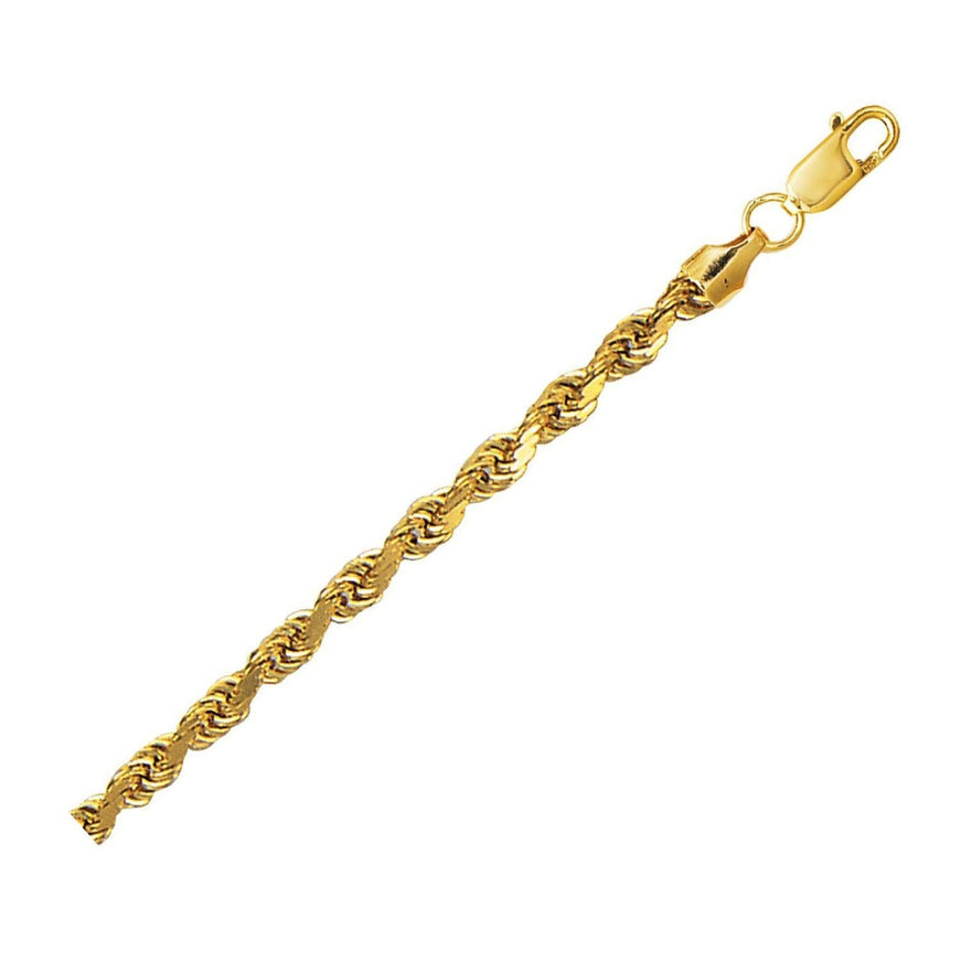 4.0mm 10K Yellow Gold Hollow Diamond Cut Rope Chain - Ellie Belle