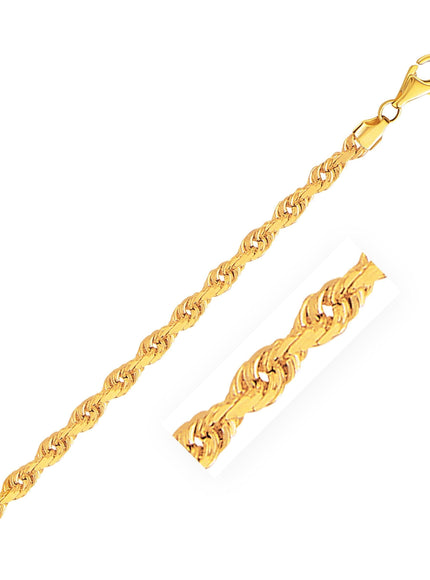 4.0mm 10k Yellow Gold Solid Diamond Cut Rope Bracelet - Ellie Belle