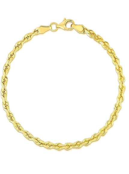 4.0mm 10k Yellow Gold Solid Diamond Cut Rope Bracelet - Ellie Belle