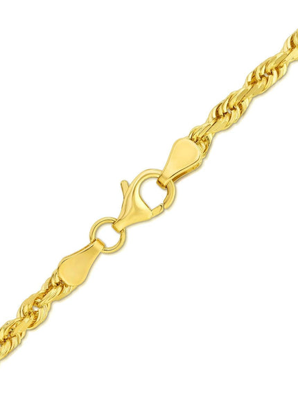 4.0mm 10k Yellow Gold Solid Diamond Cut Rope Bracelet - Ellie Belle