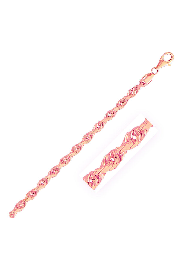 4.0mm 14k Rose Gold Solid Diamond Cut Rope Bracelet - Ellie Belle
