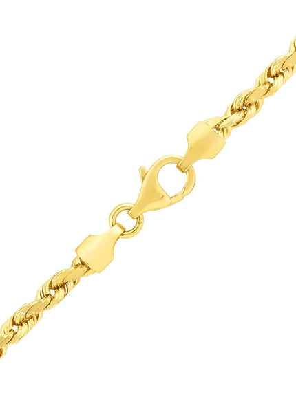 4.0mm 14k Yellow Gold Solid Diamond Cut Rope Bracelet - Ellie Belle