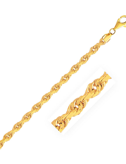 4.0mm 14k Yellow Gold Solid Diamond Cut Rope Chain - Ellie Belle