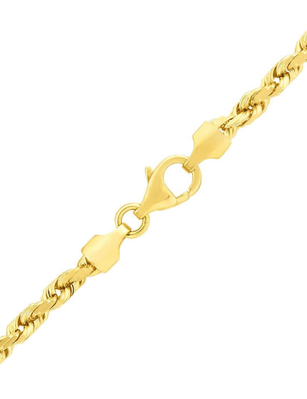 4.0mm 14k Yellow Gold Solid Diamond Cut Rope Chain - Ellie Belle