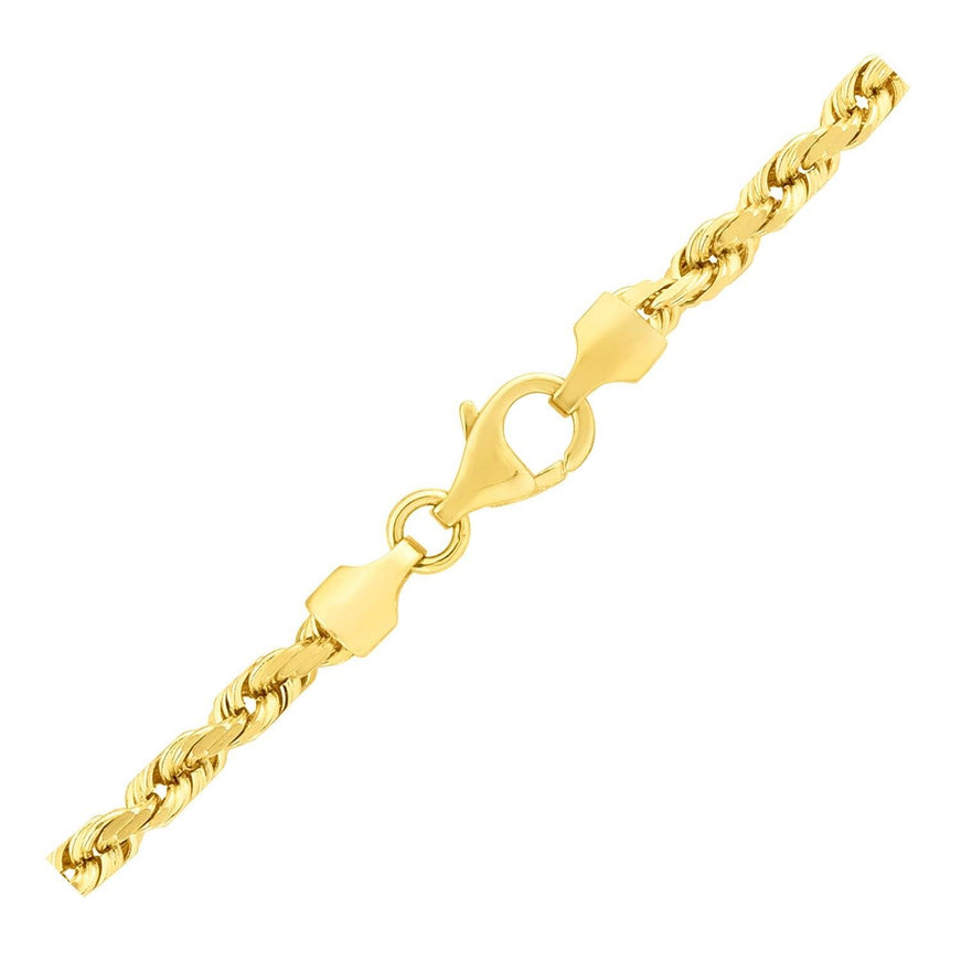 4.0mm 14k Yellow Gold Solid Diamond Cut Rope Chain - Ellie Belle