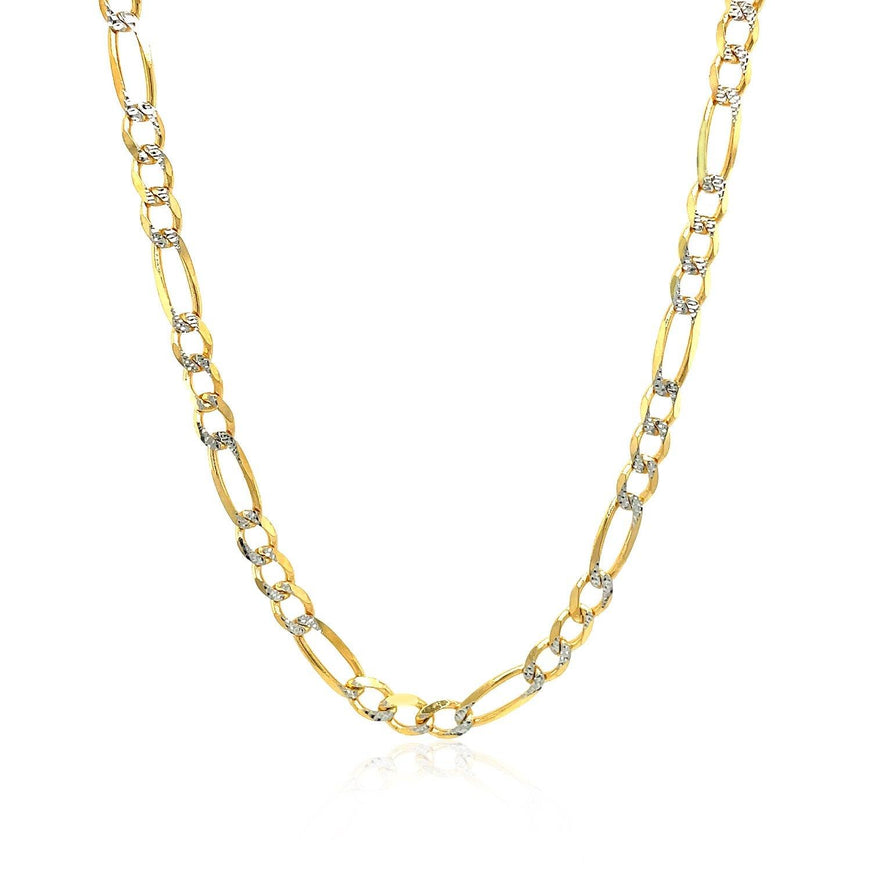 4.0mm 14K Yellow Gold Solid Pave Figaro Chain - Ellie Belle