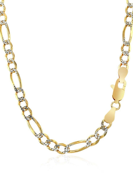 4.0mm 14K Yellow Gold Solid Pave Figaro Chain - Ellie Belle