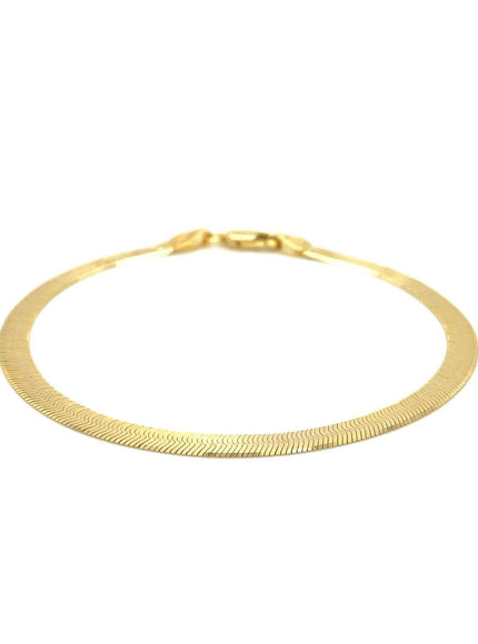 4.0mm 14k Yellow Gold Super Flex Herringbone Bracelet - Ellie Belle