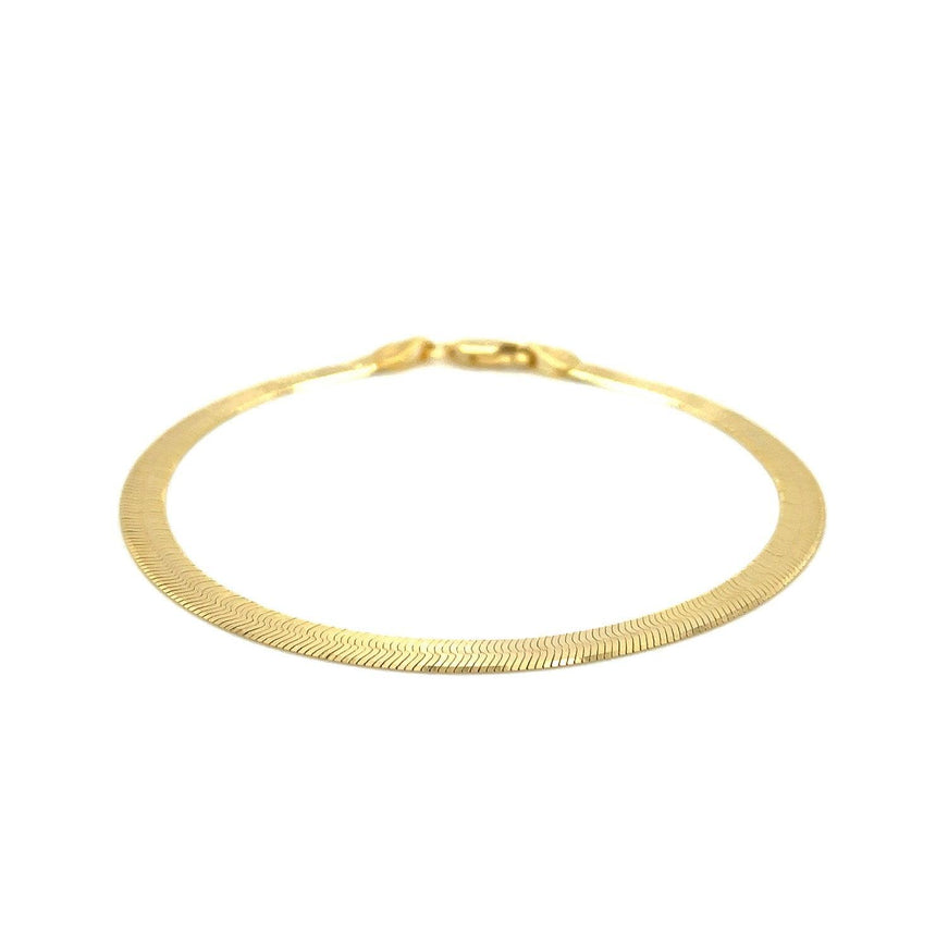 4.0mm 14k Yellow Gold Super Flex Herringbone Bracelet - Ellie Belle