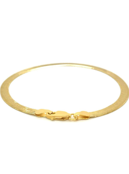 4.0mm 14k Yellow Gold Super Flex Herringbone Bracelet - Ellie Belle