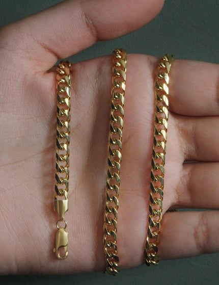 4.4mm 14k Yellow Gold Solid Miami Cuban Chain - Ellie Belle