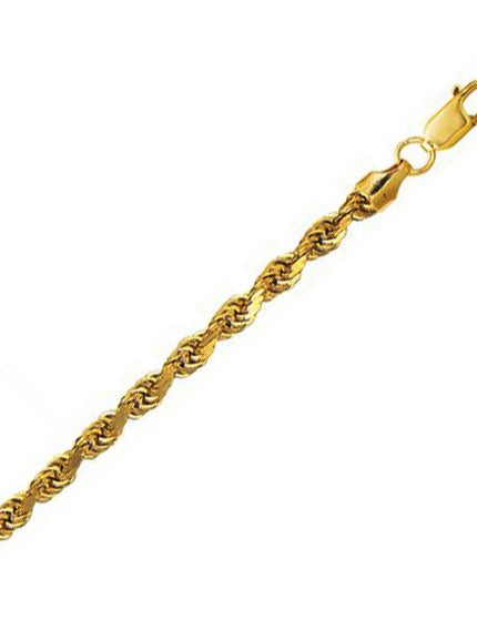 4.5mm 10K Yellow Gold Hollow Diamond Cut Rope Chain - Ellie Belle