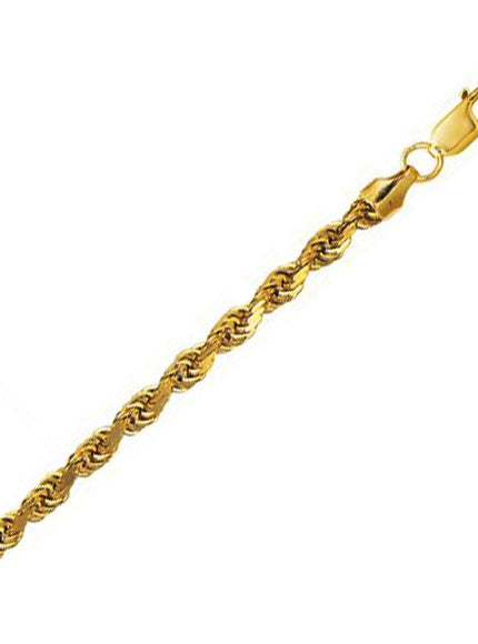 4.5mm 10K Yellow Gold Hollow Diamond Cut Rope Chain - Ellie Belle