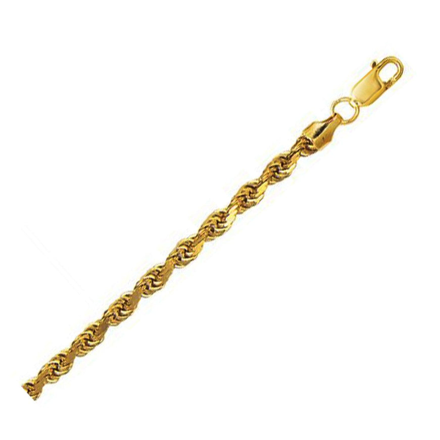 4.5mm 10K Yellow Gold Hollow Diamond Cut Rope Chain - Ellie Belle