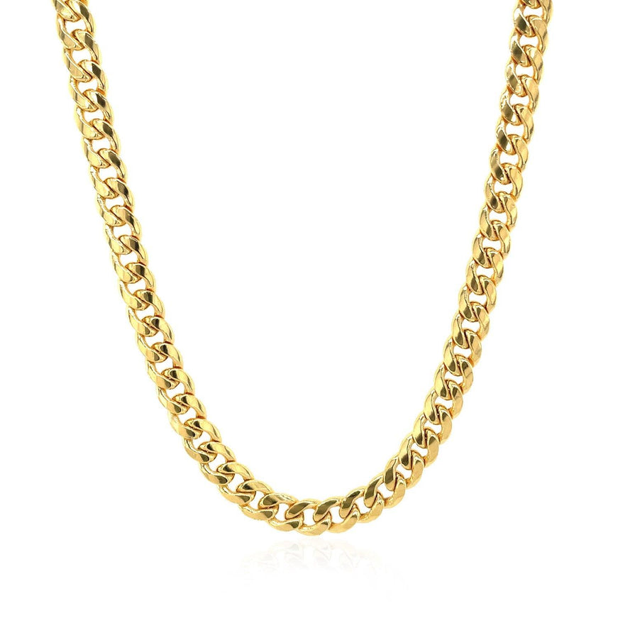 4.5mm 14k Yellow Gold Miami Cuban Semi Solid Chain - Ellie Belle