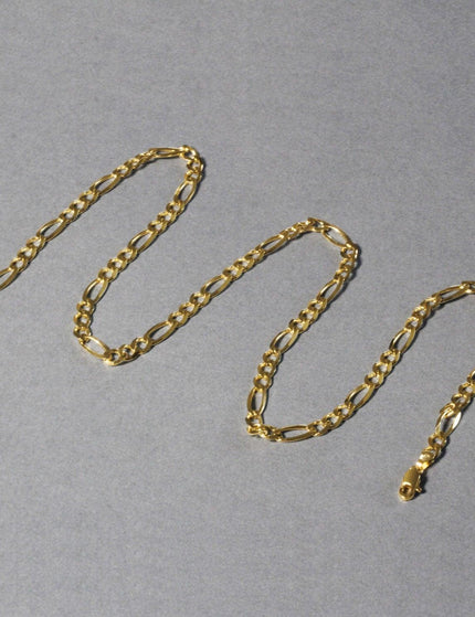 4.5mm 14k Yellow Gold Solid Figaro Chain - Ellie Belle