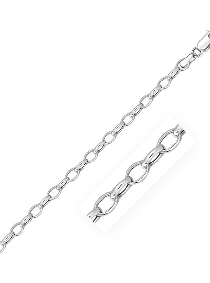 4.6mm 14k White Gold Oval Rolo Bracelet - Ellie Belle