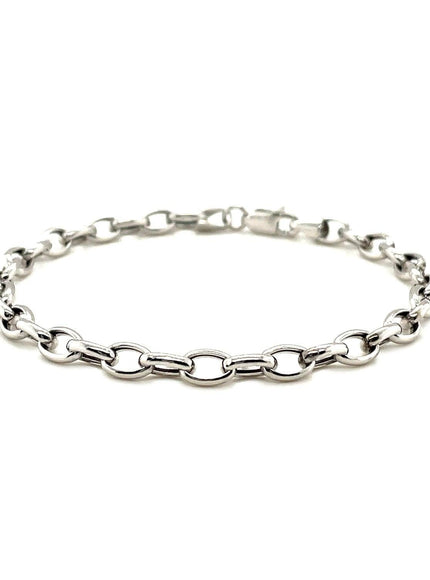 4.6mm 14k White Gold Oval Rolo Bracelet - Ellie Belle