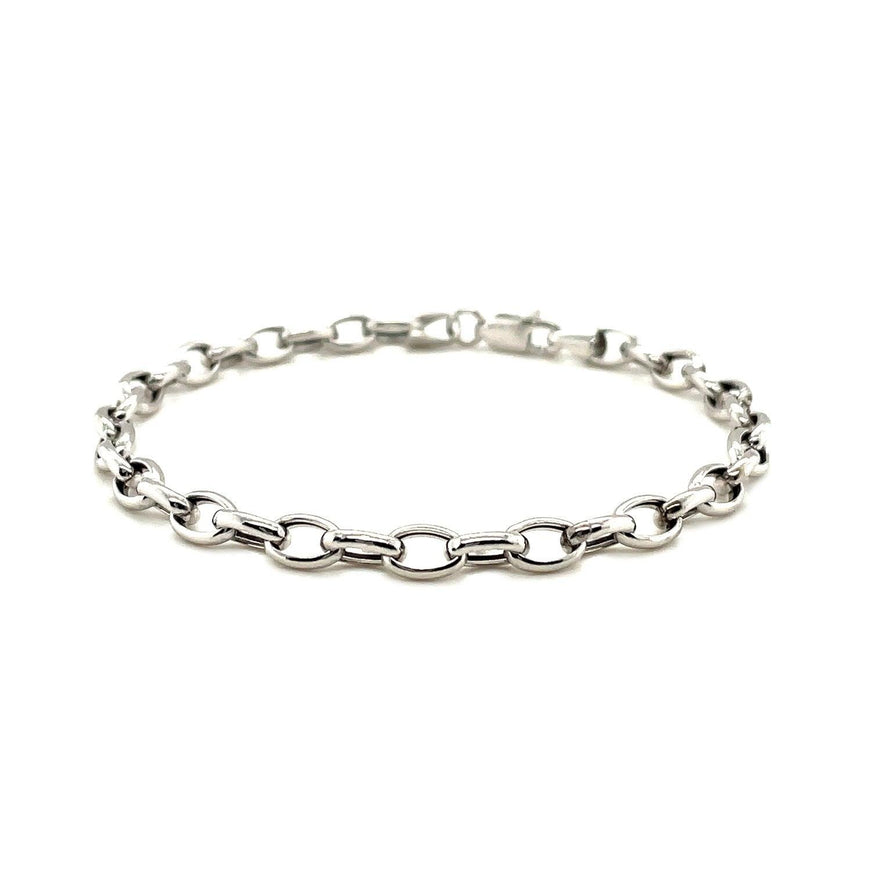 4.6mm 14k White Gold Oval Rolo Bracelet - Ellie Belle