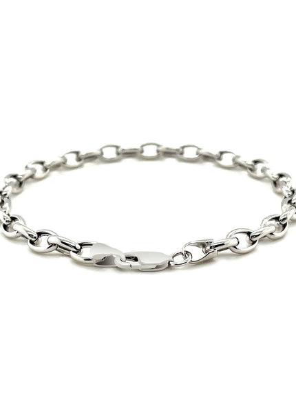 4.6mm 14k White Gold Oval Rolo Bracelet - Ellie Belle