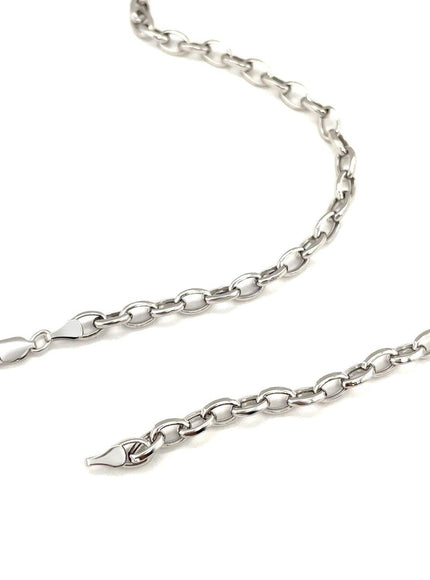 4.6mm 14k White Gold Oval Rolo Chain - Ellie Belle