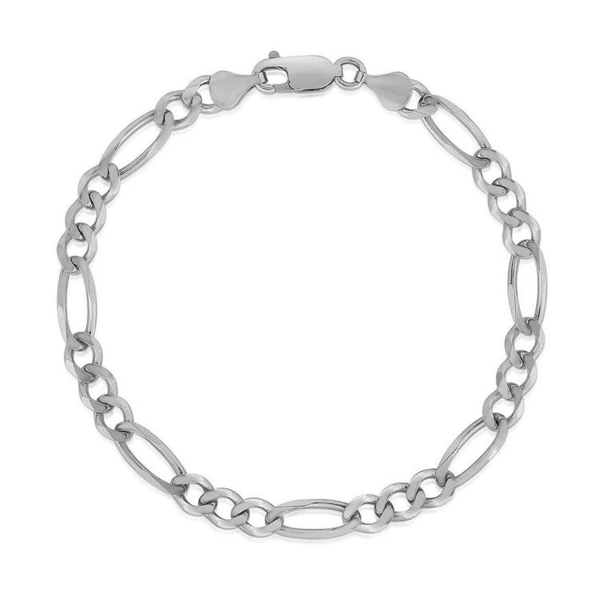 4.6mm 14k White Gold Solid Figaro Bracelet - Ellie Belle