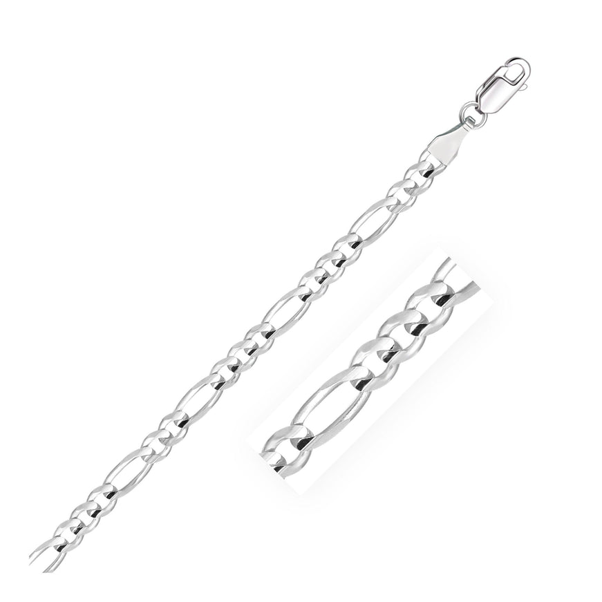 4.6mm 14k White Gold Solid Figaro Chain - Ellie Belle