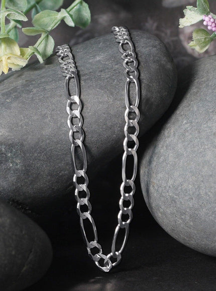 4.6mm 14k White Gold Solid Figaro Chain - Ellie Belle