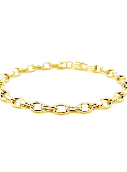 4.6mm 14k Yellow Gold Oval Rolo Bracelet - Ellie Belle