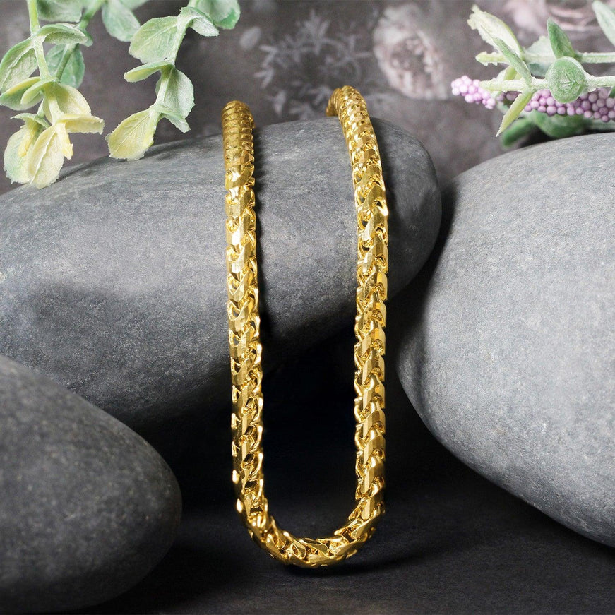 4.6mm 14k Yellow Solid Gold Diamond Cut Round Franco Chain - Ellie Belle