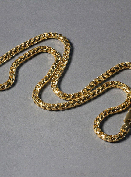 4.6mm 14k Yellow Solid Gold Diamond Cut Round Franco Chain - Ellie Belle