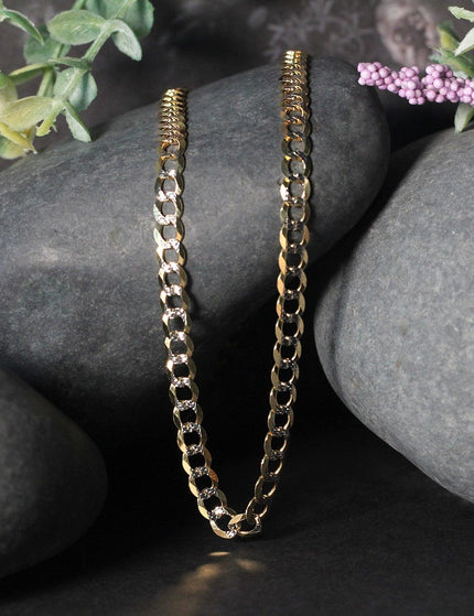 4.7 mm 14k Two Tone Gold Pave Curb Chain - Ellie Belle